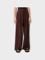 Loewe Loewe Trousers, Red, Silk Elasticated Mid Rise Wide Leg Pyjama Pants In Burgundy
