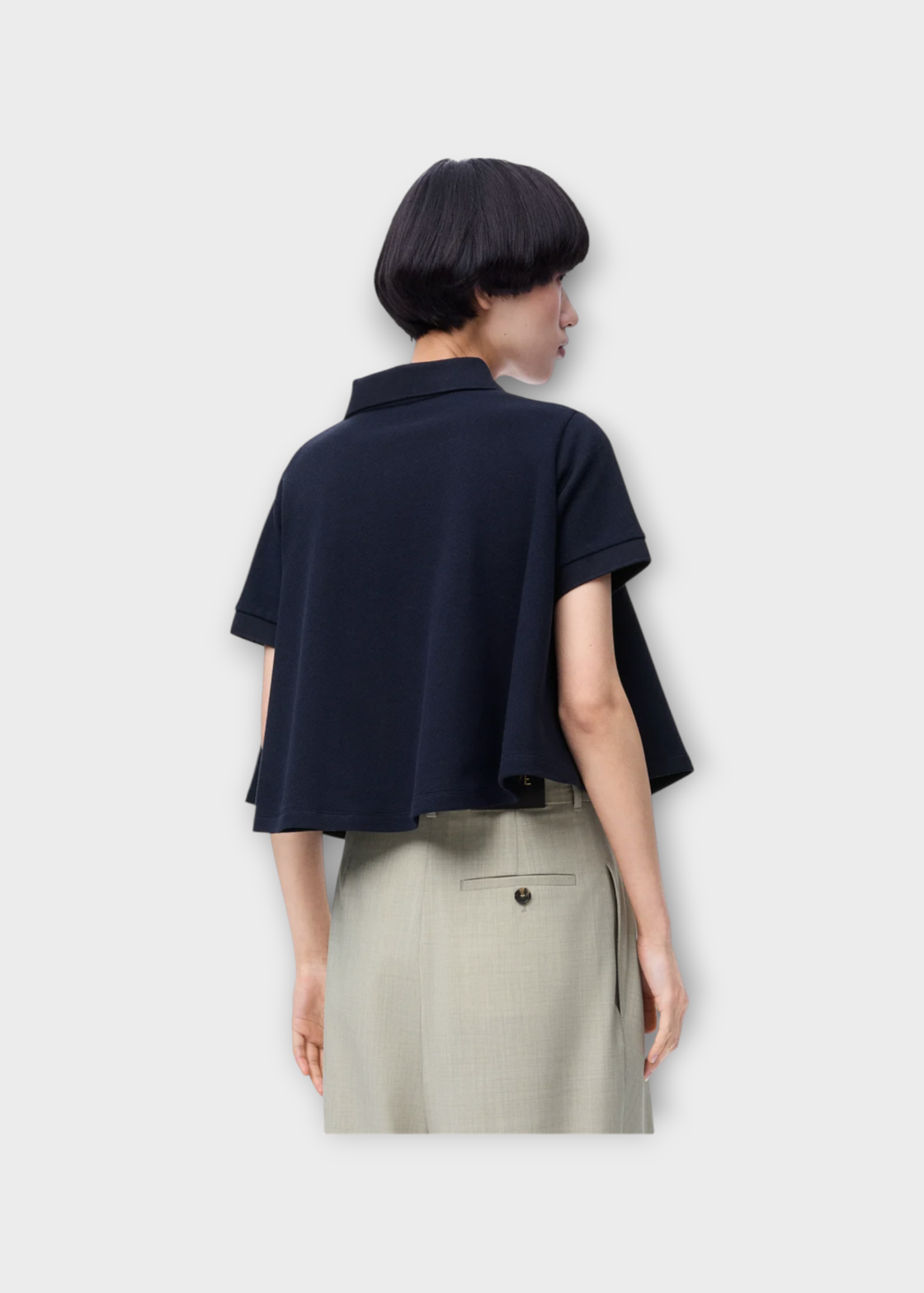 Loewe Loewe Polo, Navy, Cotton Collared Trapeze Polo In Dark Navy