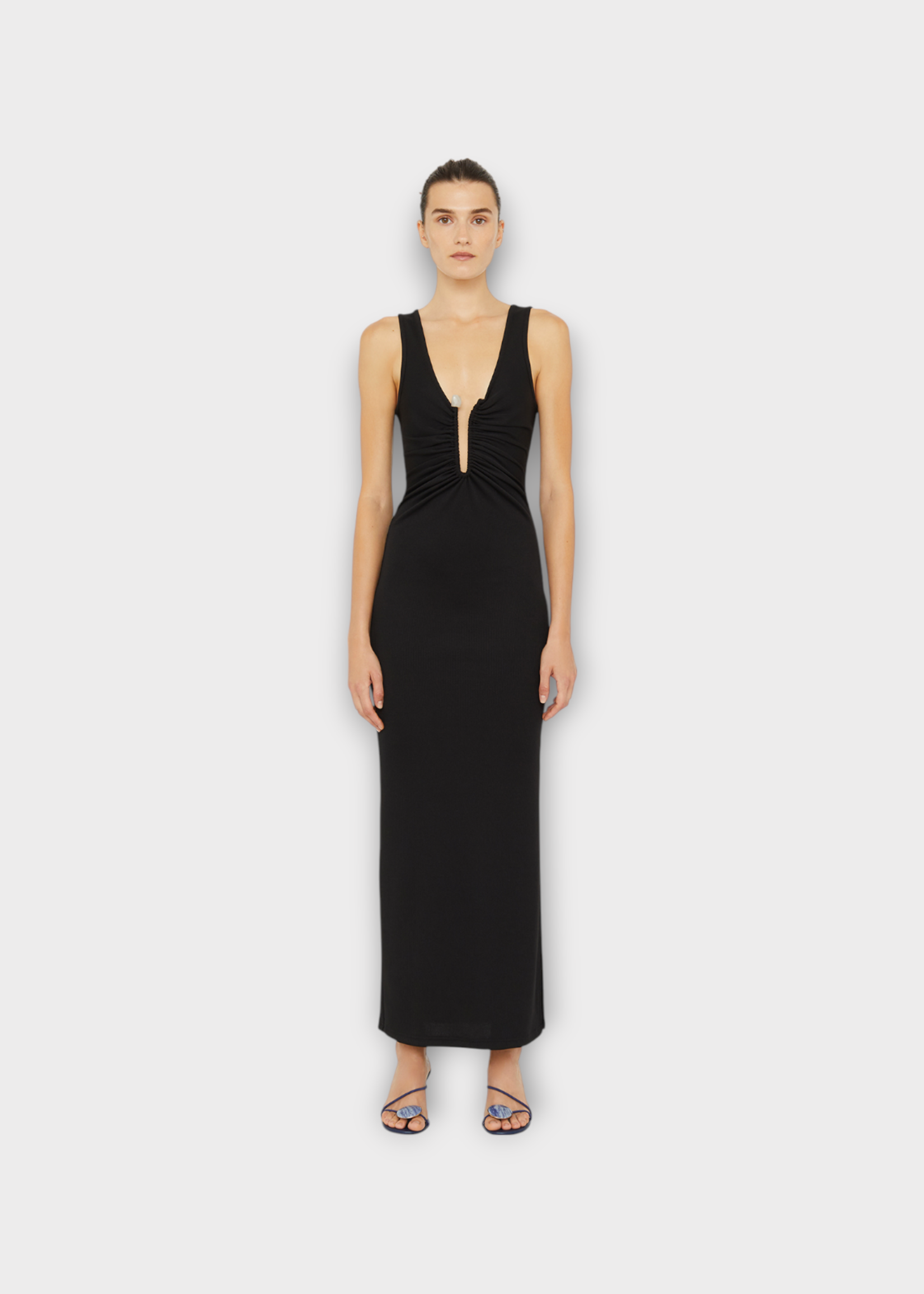 Christopher Esber Christopher Esber Dress, Black, Sleeveless V-Neck Tank Top Long Dress