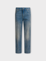 Valentino Valentino Jeans, Blue, Cotton High Waist Wide Leg Denim Pants In Medium Blue