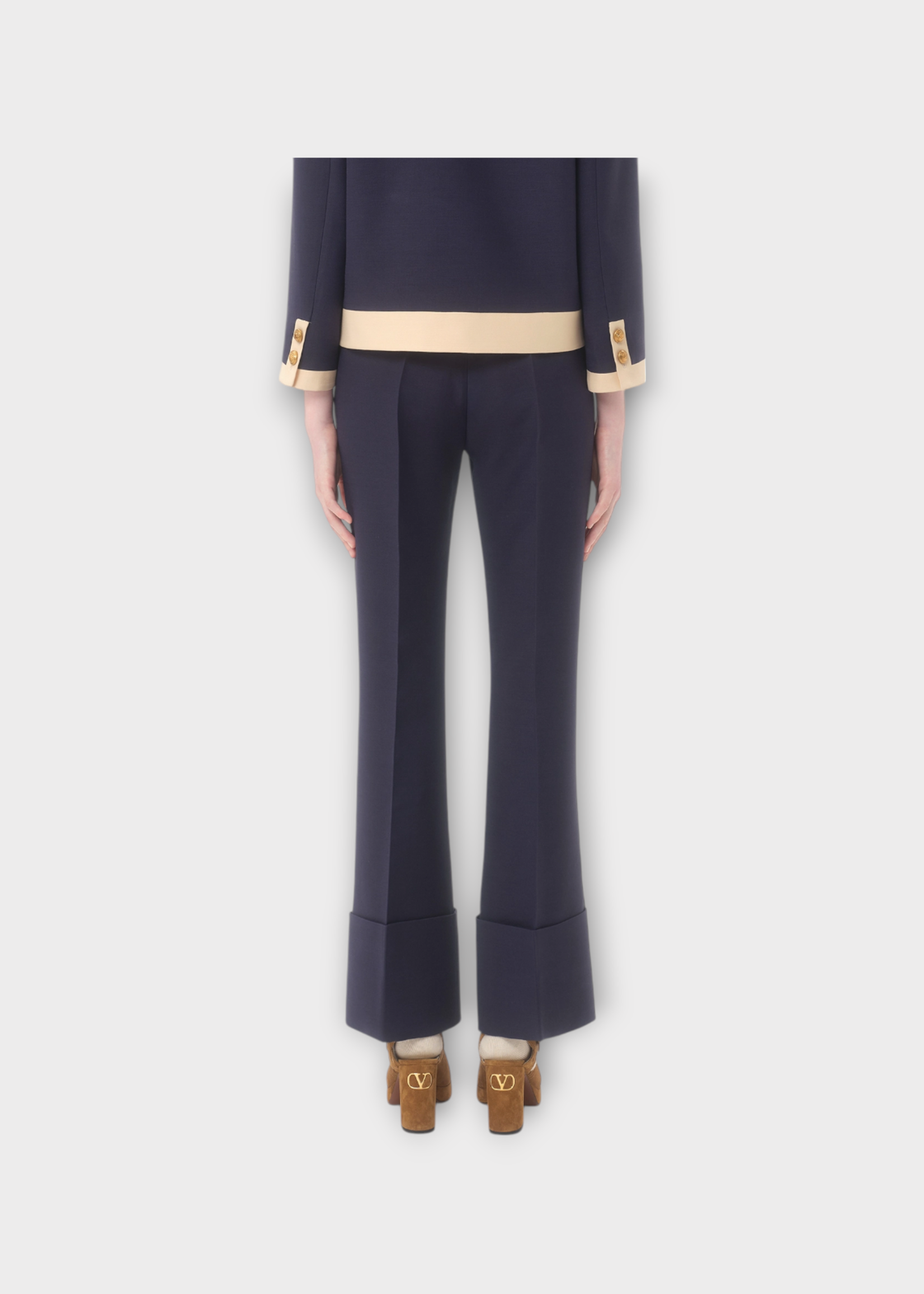 Valentino Valentino Trousers, Blue, Wool & Silk Mix High Waisted Pleated Pants In Indaco