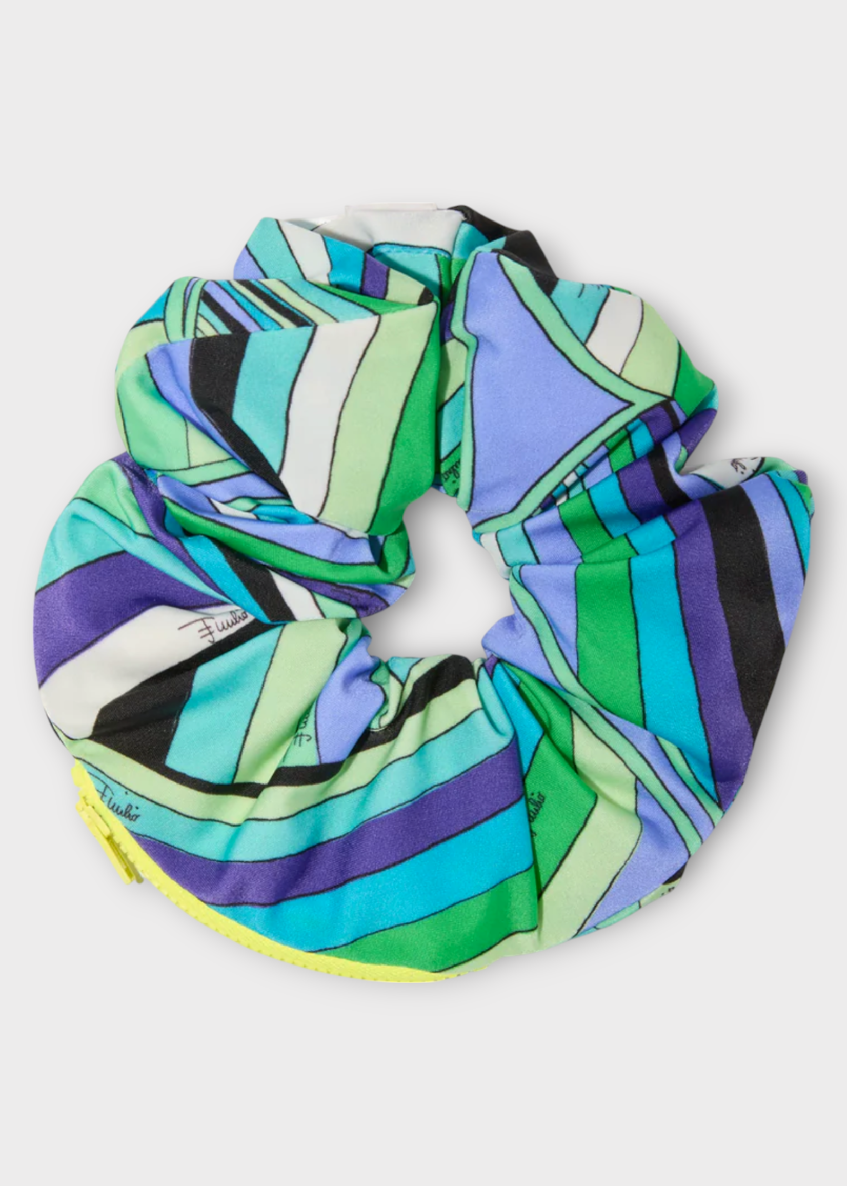 Emilio Pucci Emilio Pucci Hair Accessory, Print, Hair Tie M In Green & Lilac w/ Iride Print