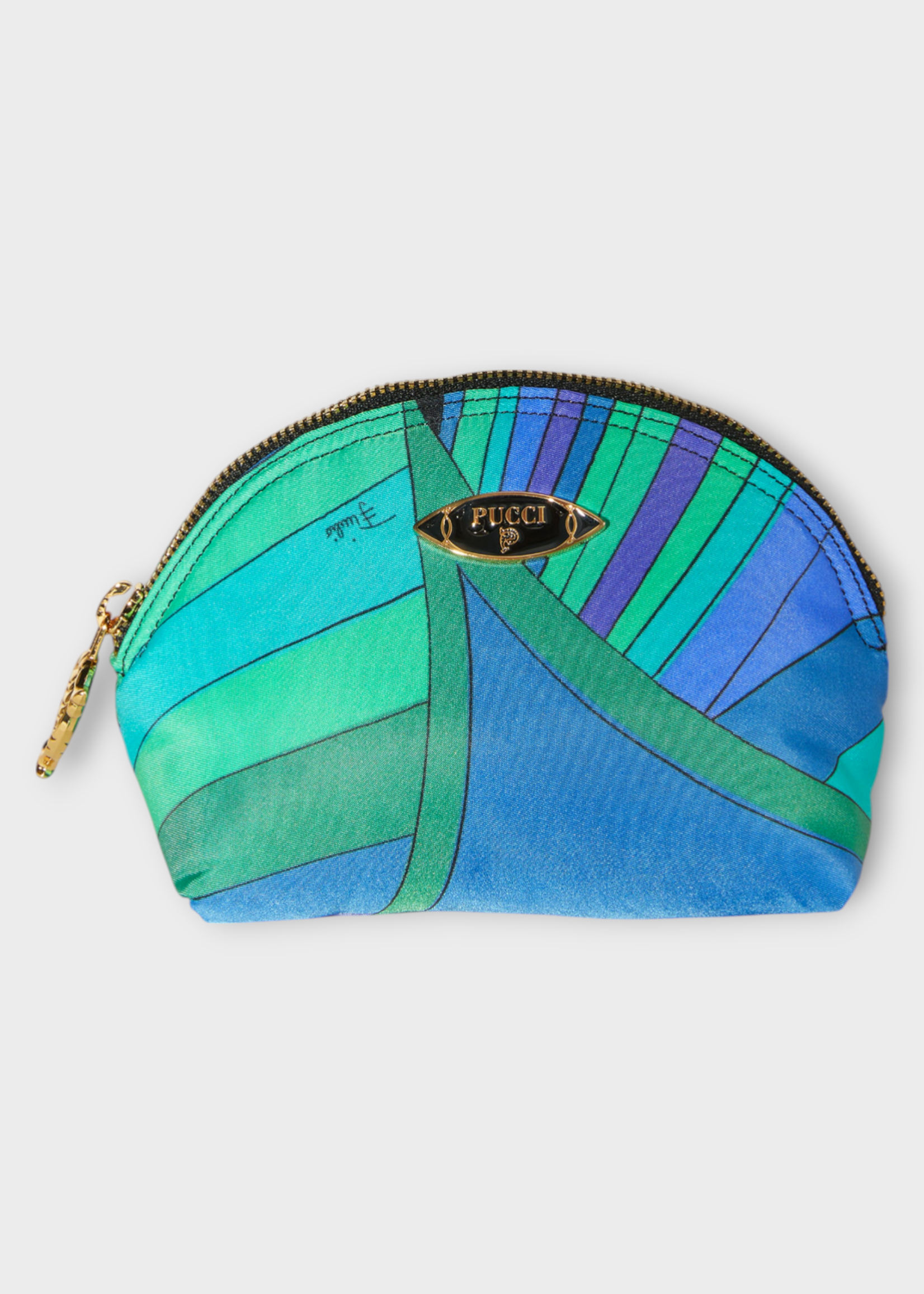 Emilio Pucci Emilio Pucci Bag, Print, Zipped Cosmetic Pouch In Emerald w/ Iride Print