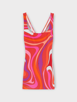 Emilio Pucci Emilio Pucci Dress, Print, Jersey Sleeveless Mini Dress In Coral & Fuchsia w/ Marmo Print