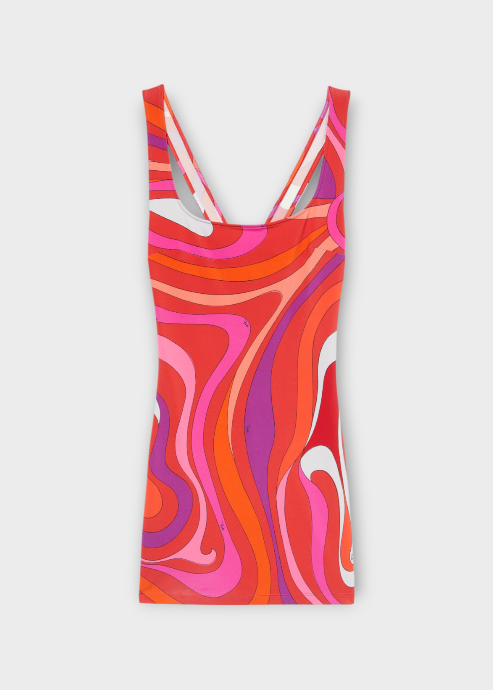 Emilio Pucci Emilio Pucci Dress, Print, Jersey Sleeveless Mini Dress In Coral & Fuchsia w/ Marmo Print
