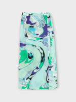 Emilio Pucci Emilio Pucci Skirt, Print, Cotton Muslin Maxi Skirt In Green & Lilac w/ Orchid Print