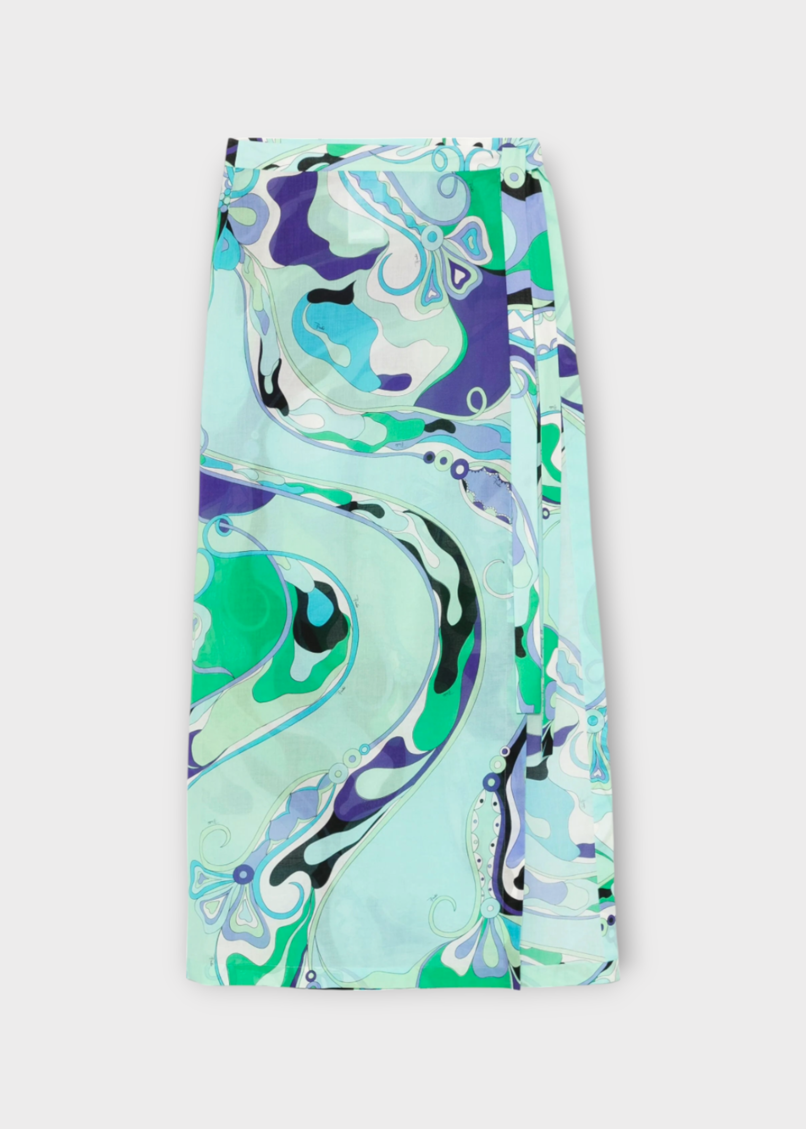 Emilio Pucci Emilio Pucci Skirt, Print, Cotton Muslin Maxi Skirt In Green & Lilac w/ Orchid Print