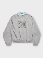 Balenciaga Balenciaga Sweatshirt, Grey, Cotton Shirt Crewneck Oversized CEO Print Sweatshirt In Heather Grey