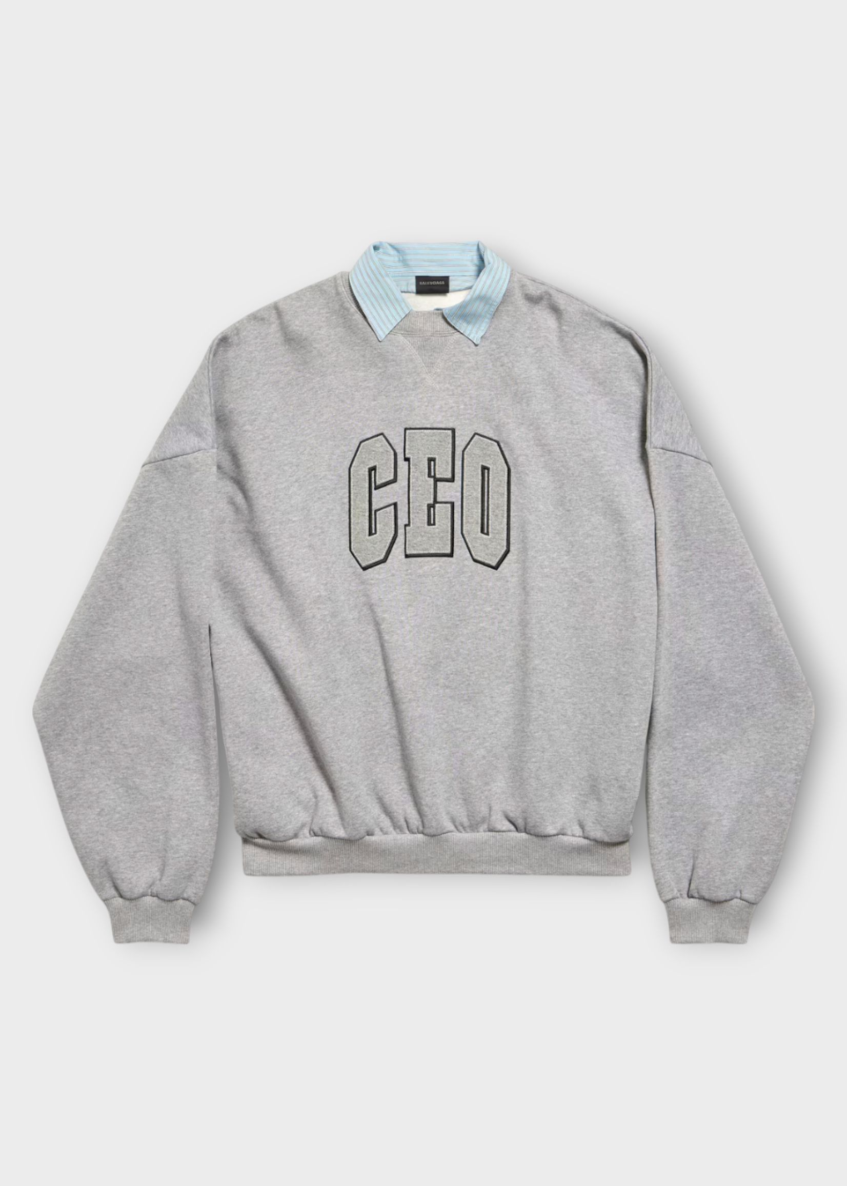 Balenciaga Balenciaga Sweatshirt, Grey, Cotton Shirt Crewneck Oversized CEO Print Sweatshirt In Heather Grey
