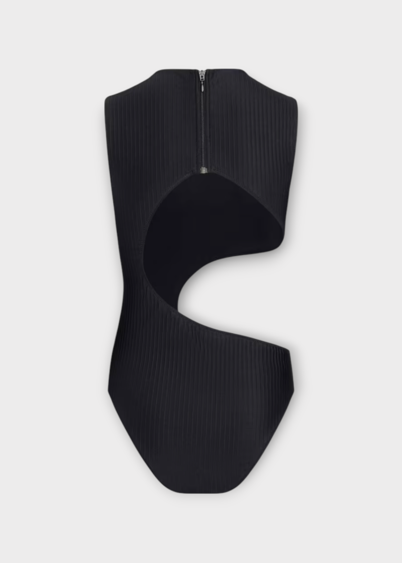 Alaia Alaia Swimwear, Black, High Neck Cutout Ribbed One Piece Swimsuit