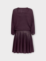 Alaia Alaia Dress, Purple, Linen Layered Ruffled Skirt Knit Dress In Prune