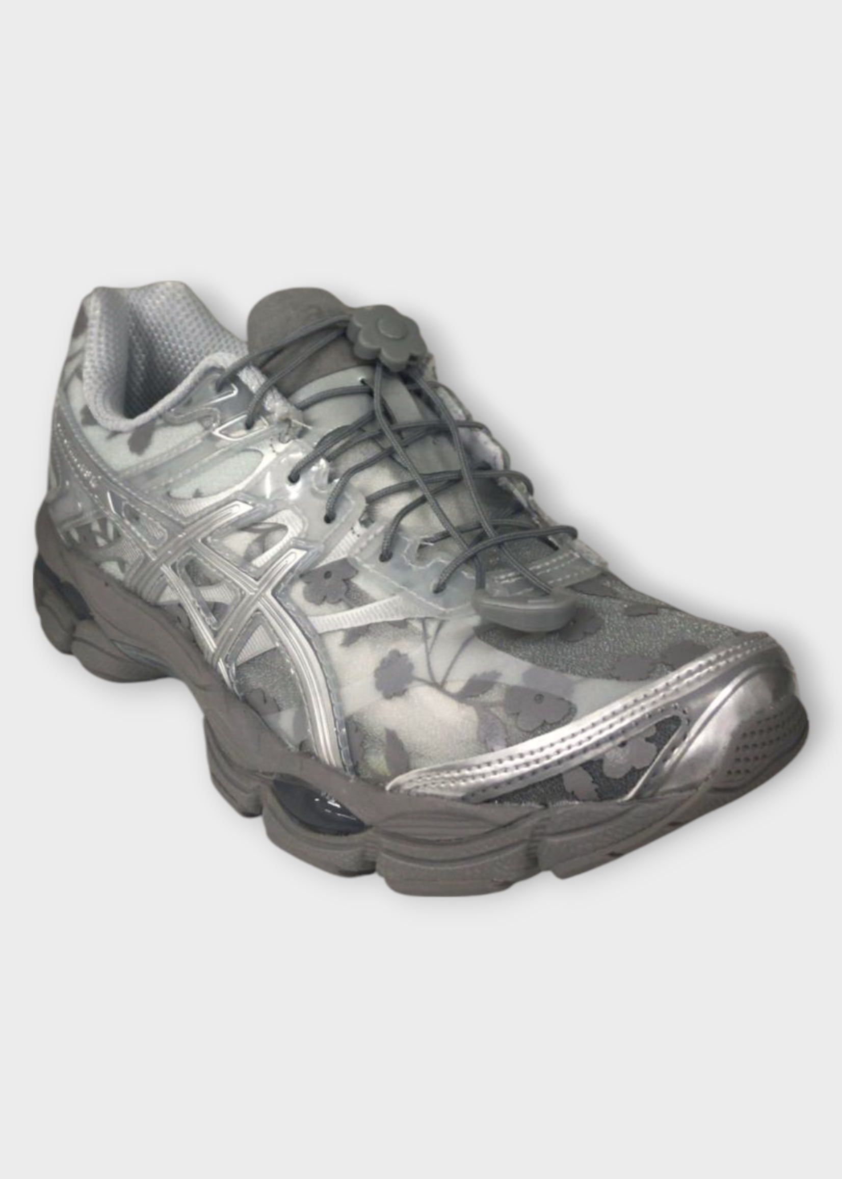 Asics Asics Sneakers, Grey, Asics X Cecilie Bahnsen Gel-Terrain Mt Shoes In Glacier Grey & Silver w/ Drawstring