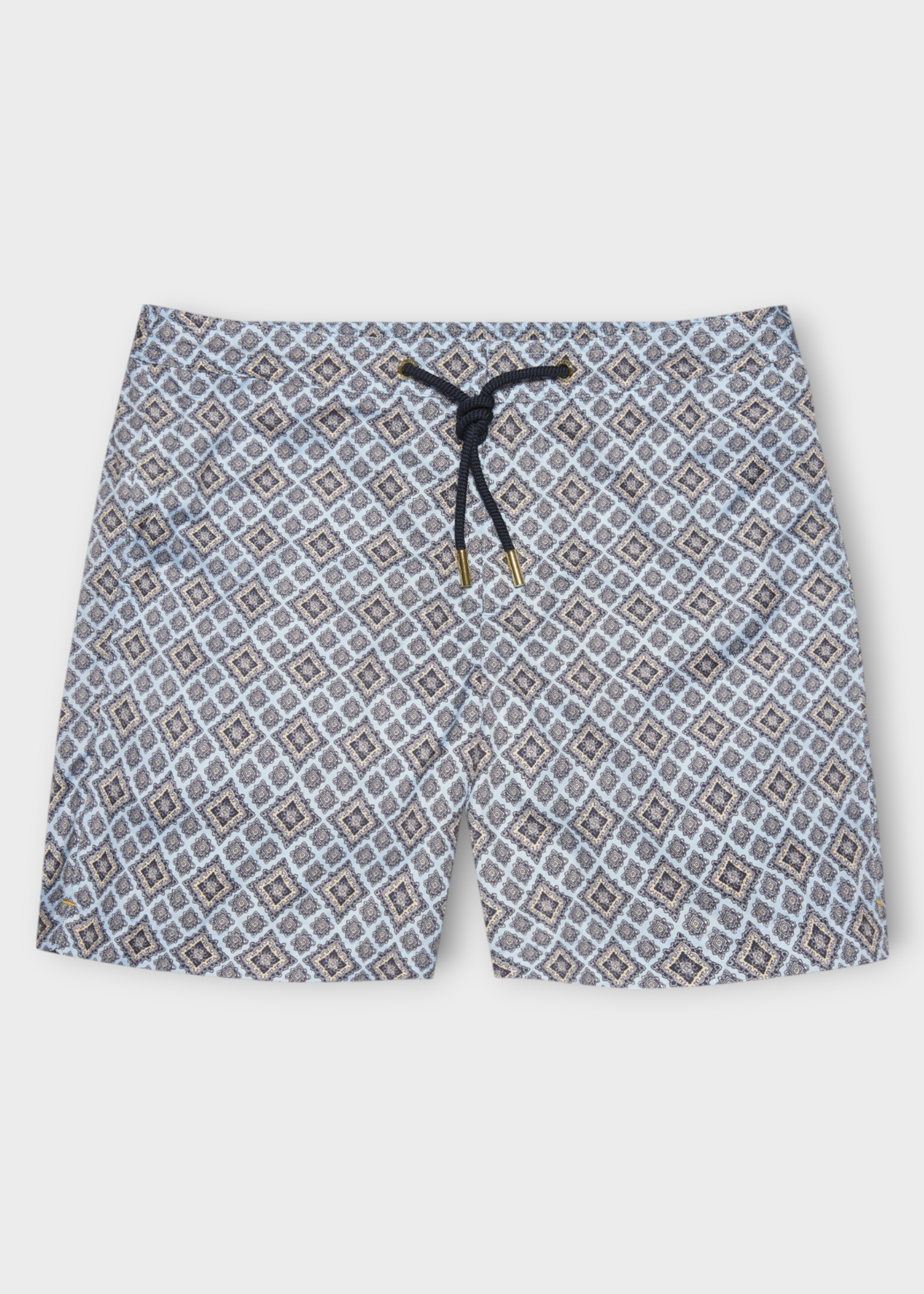Orlebar Brown Orlebar Brown Swimwear, Print, Bulldog Drawcord Swim Trunks In Wave Blue w/ Paisley Print