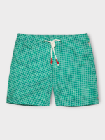 Orlebar Brown Orlebar Brown Swimwear, Print, Standard Drawcord Swim Trunks In Caddie Green w/ Geometric Print
