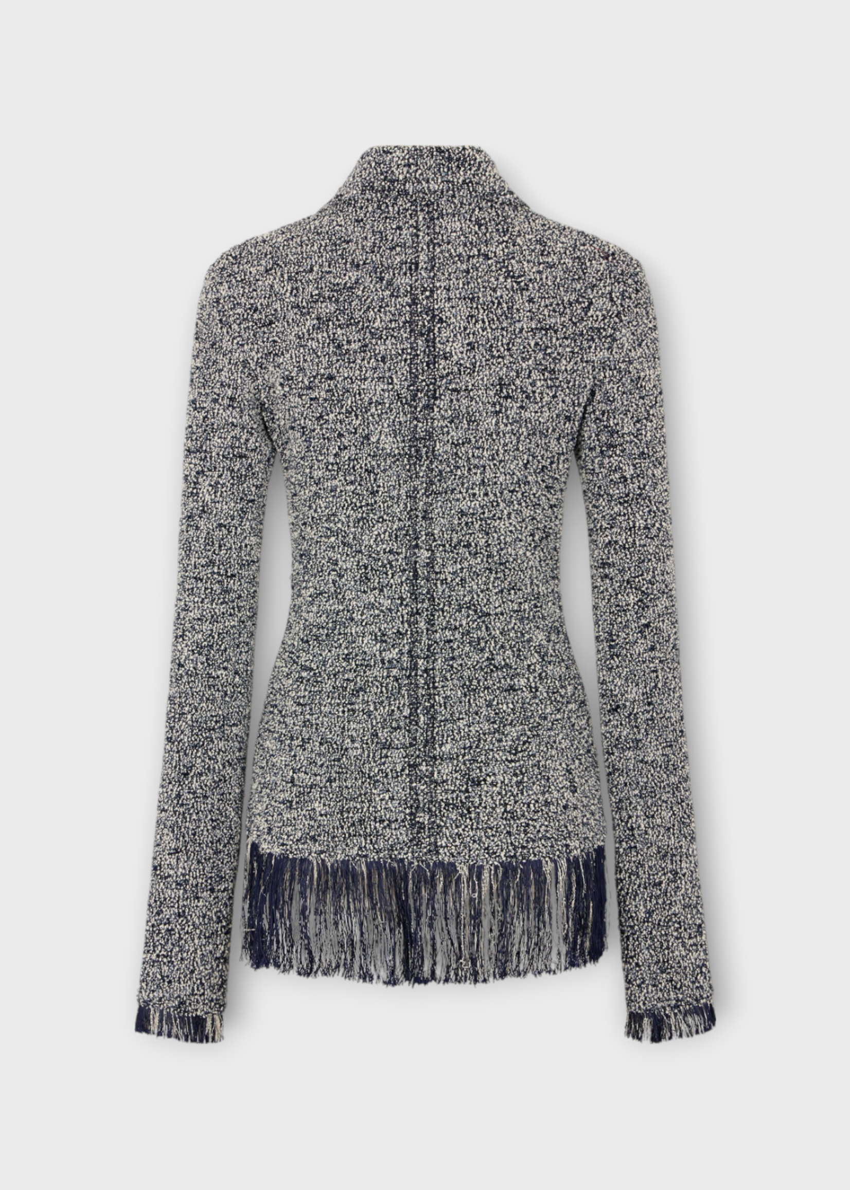 Rabanne Rabanne Jacket, Multi, Cotton High Neck Zipped Fringed Jacket In Navy & White