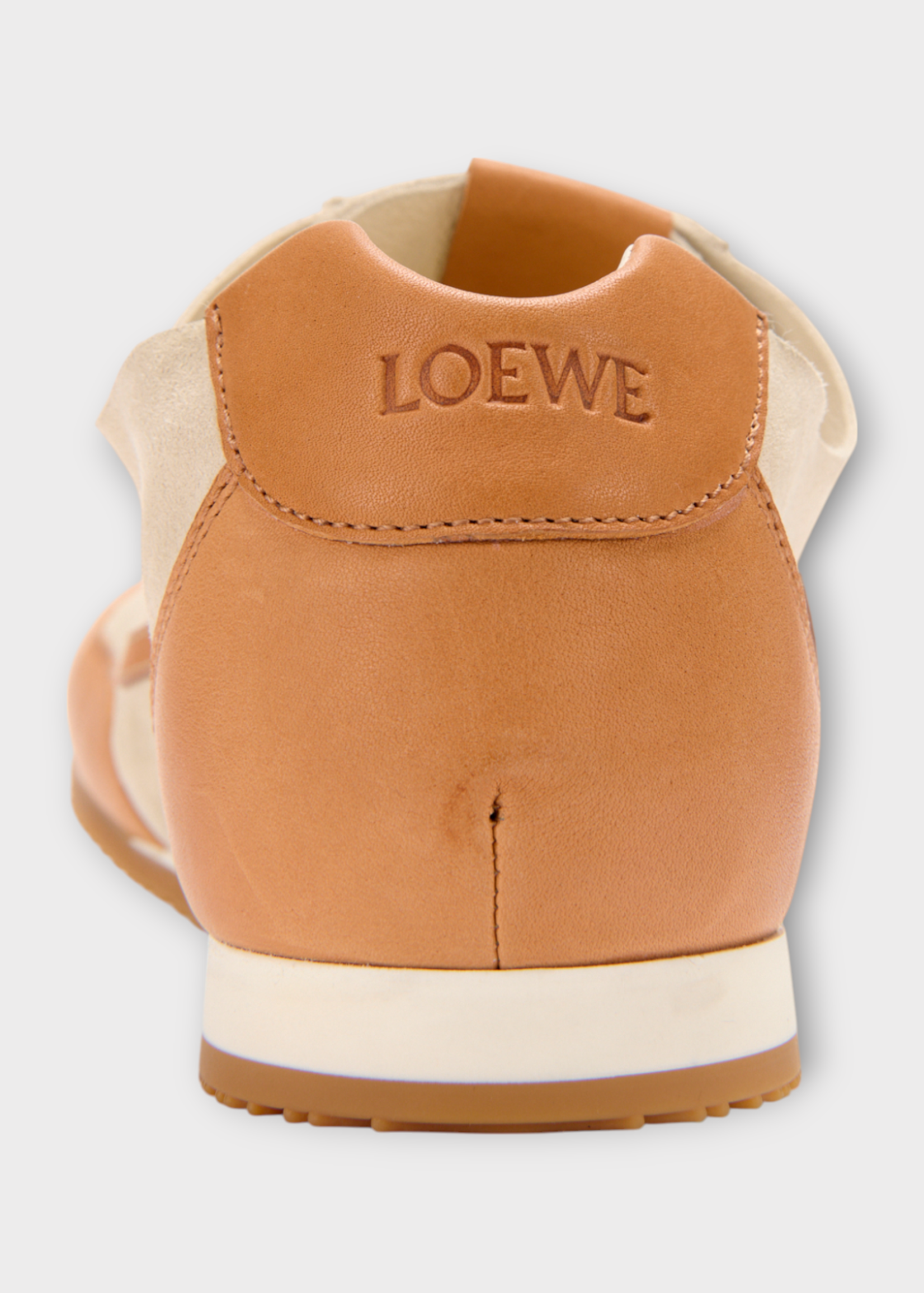 Loewe Loewe Sneakers, Multi, Ballet Runner 2.0 Deer & Classic Calf Leather Unlined Sneakers In Soft White & Tan