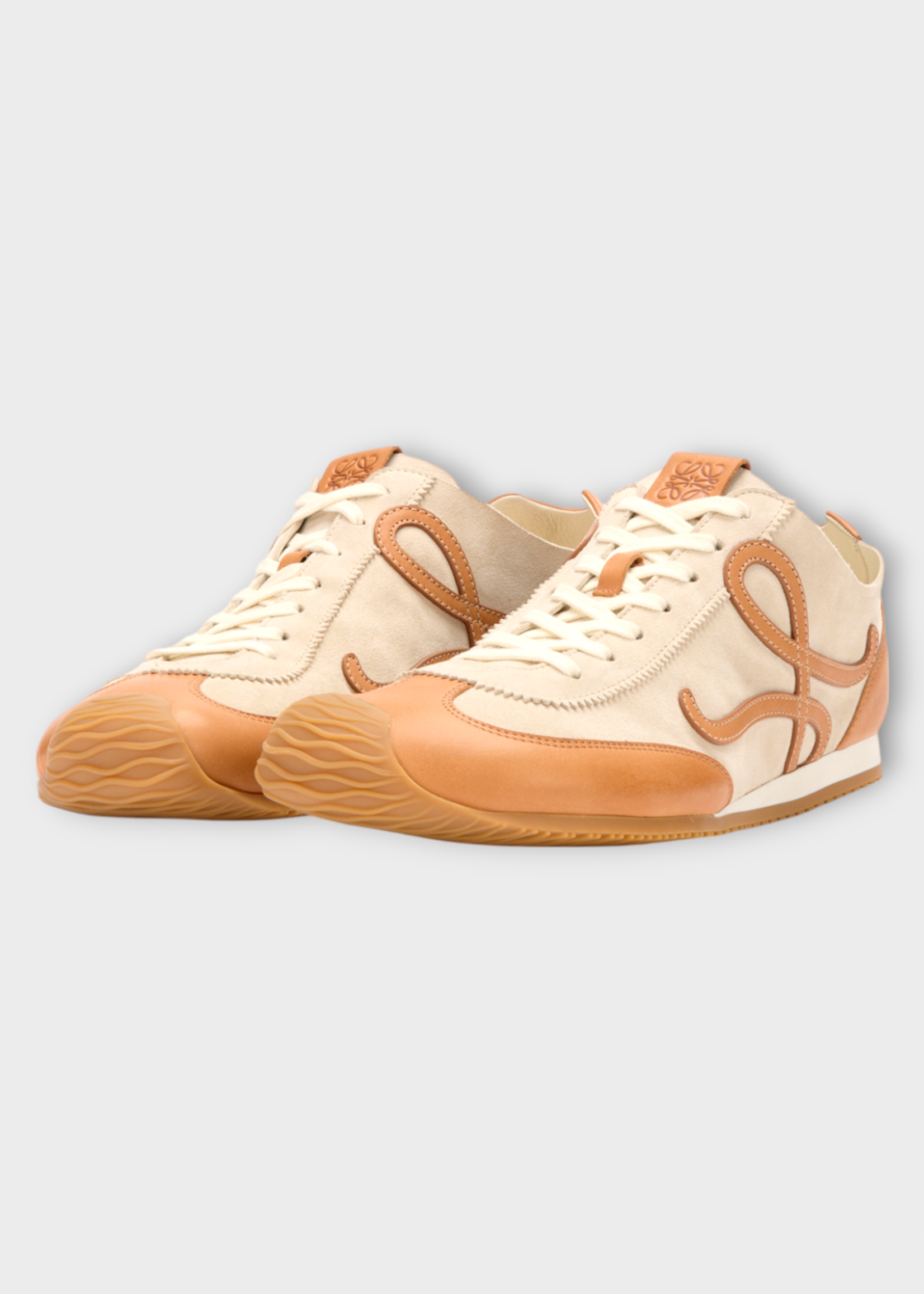 Loewe Loewe Sneakers, Multi, Ballet Runner 2.0 Deer & Classic Calf Leather Unlined Sneakers In Soft White & Tan