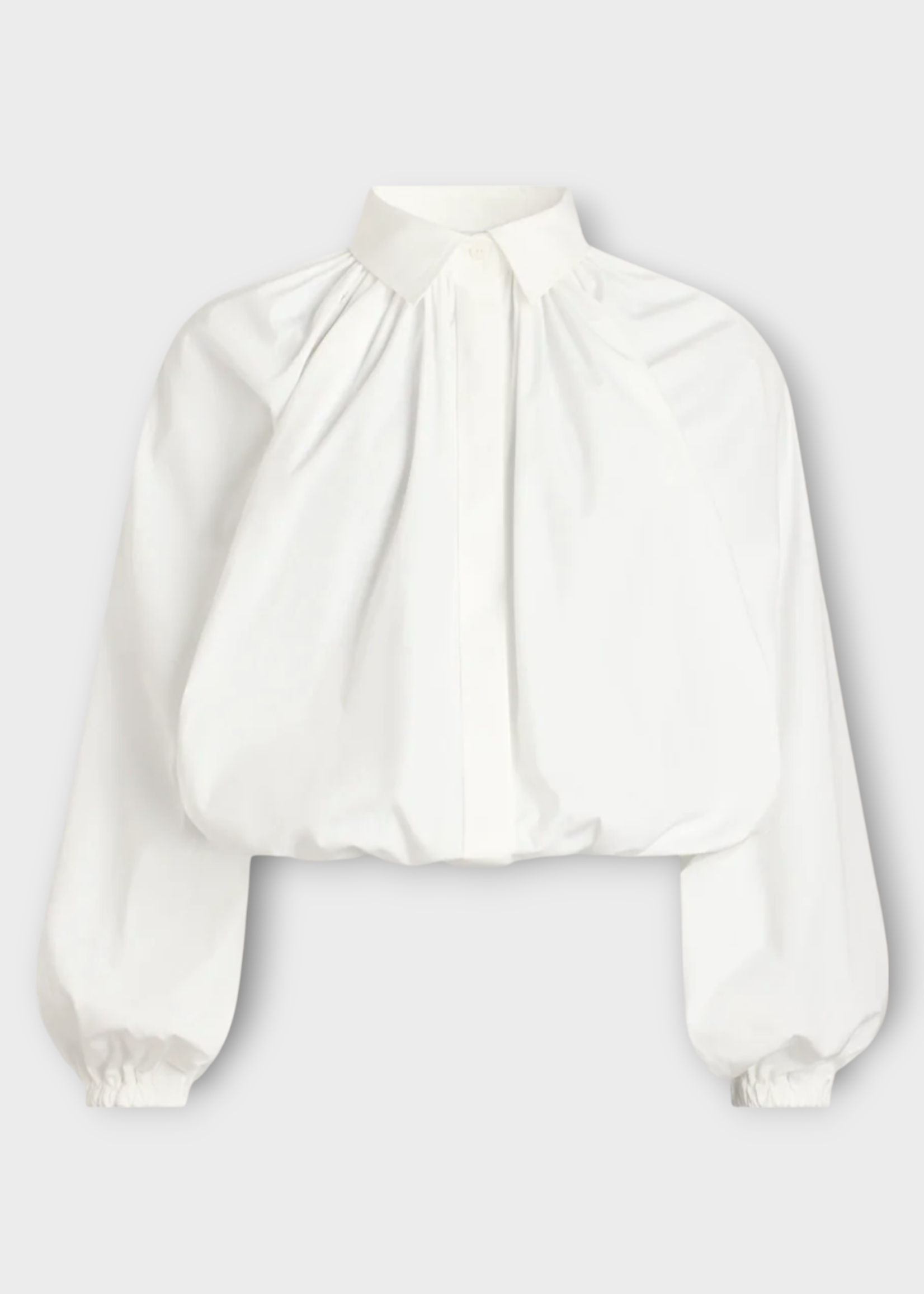 Patou Patou Shirt, White, Cotton Volume Collar Cropped Shirt In White