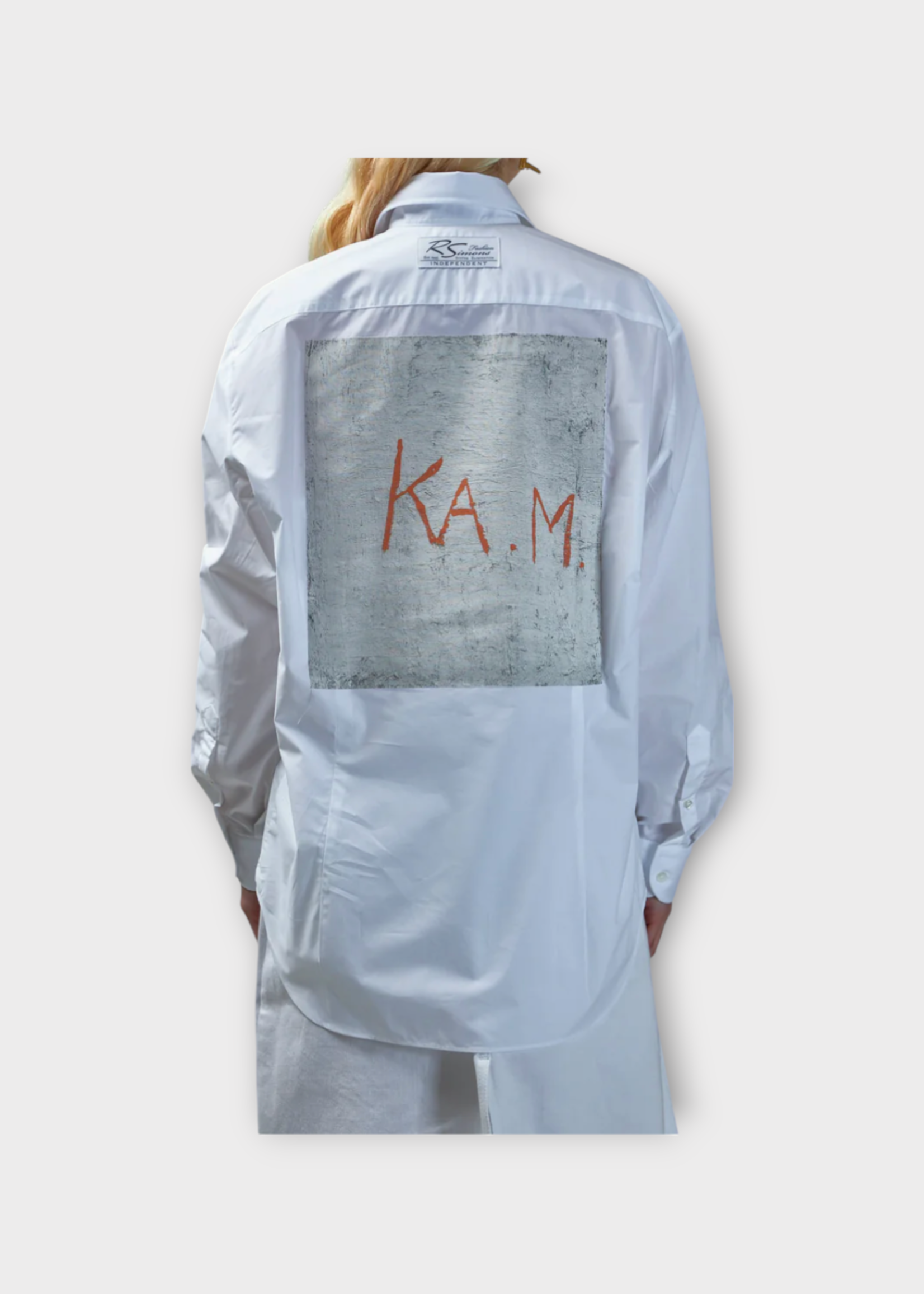Raf Simons Raf Simons Shirt, White, Cotton Big Fit Classic Shirt w/ K.A.M. Patch on the Back