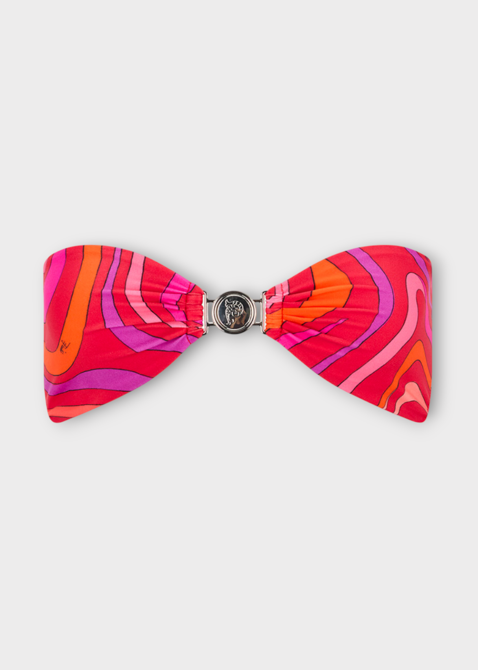 Emilio Pucci Emilio Pucci Swimwear, Print, Strapless Bikini Bra In Coral & Fuchsia w/ Marmo Print