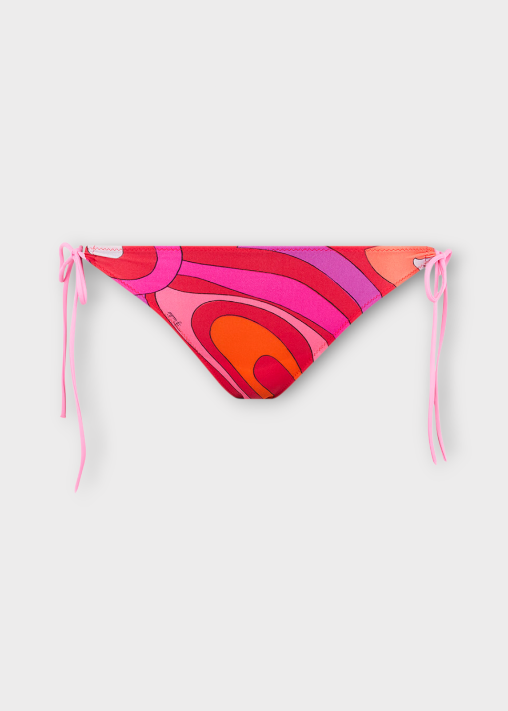 Emilio Pucci Emilio Pucci Swimwear, Print, Adjustable Bikini Briefs In Coral & Fuchsia w/ Marmo Print & Straps