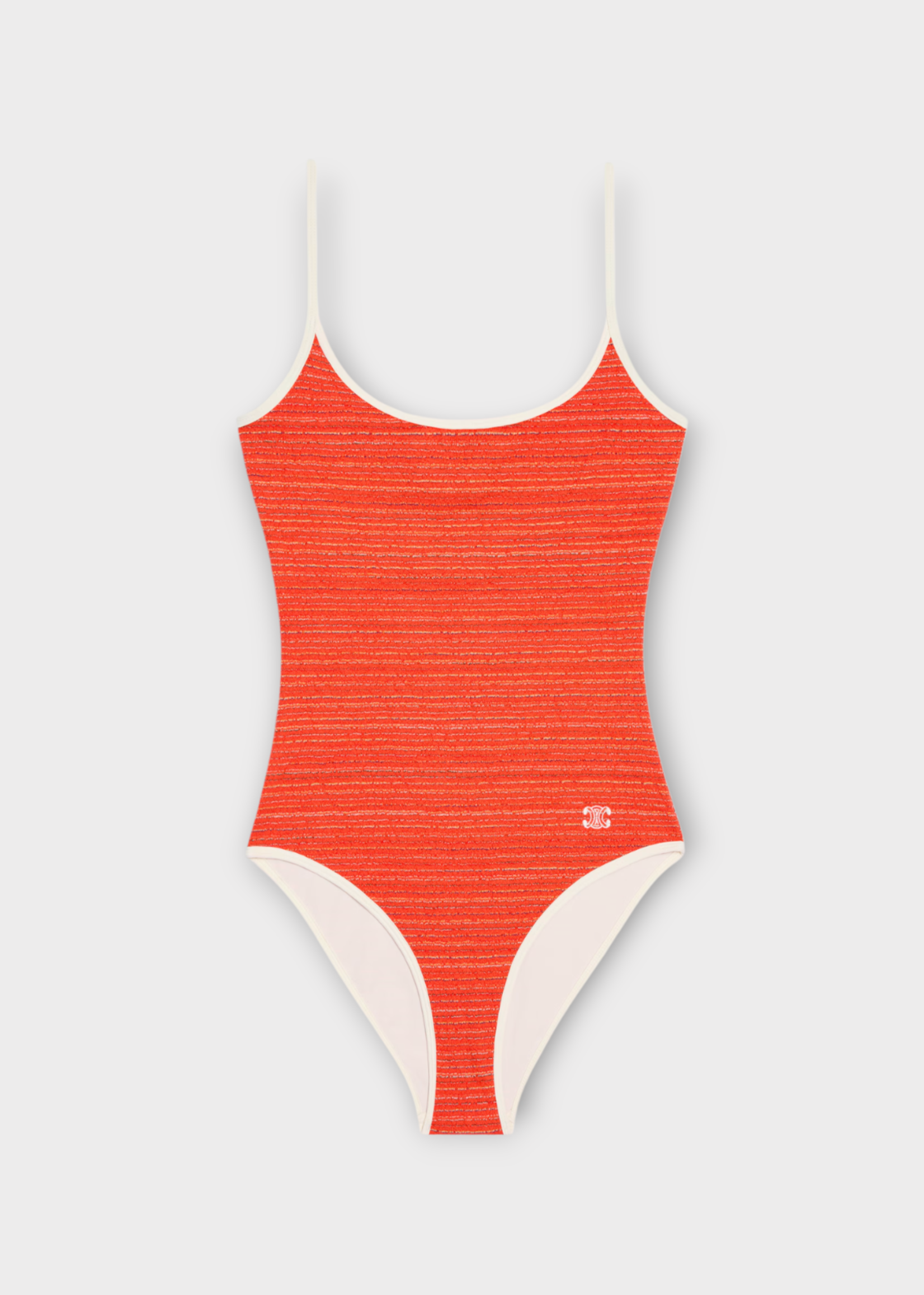 Celine Celine Swimwear, Orange, Triomphe One Piece Orange Swimsuit In Orange & Yellow