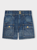 Celine Celine Shorts, Blue, Denim Cotton Short Kitty Poches Plaquees