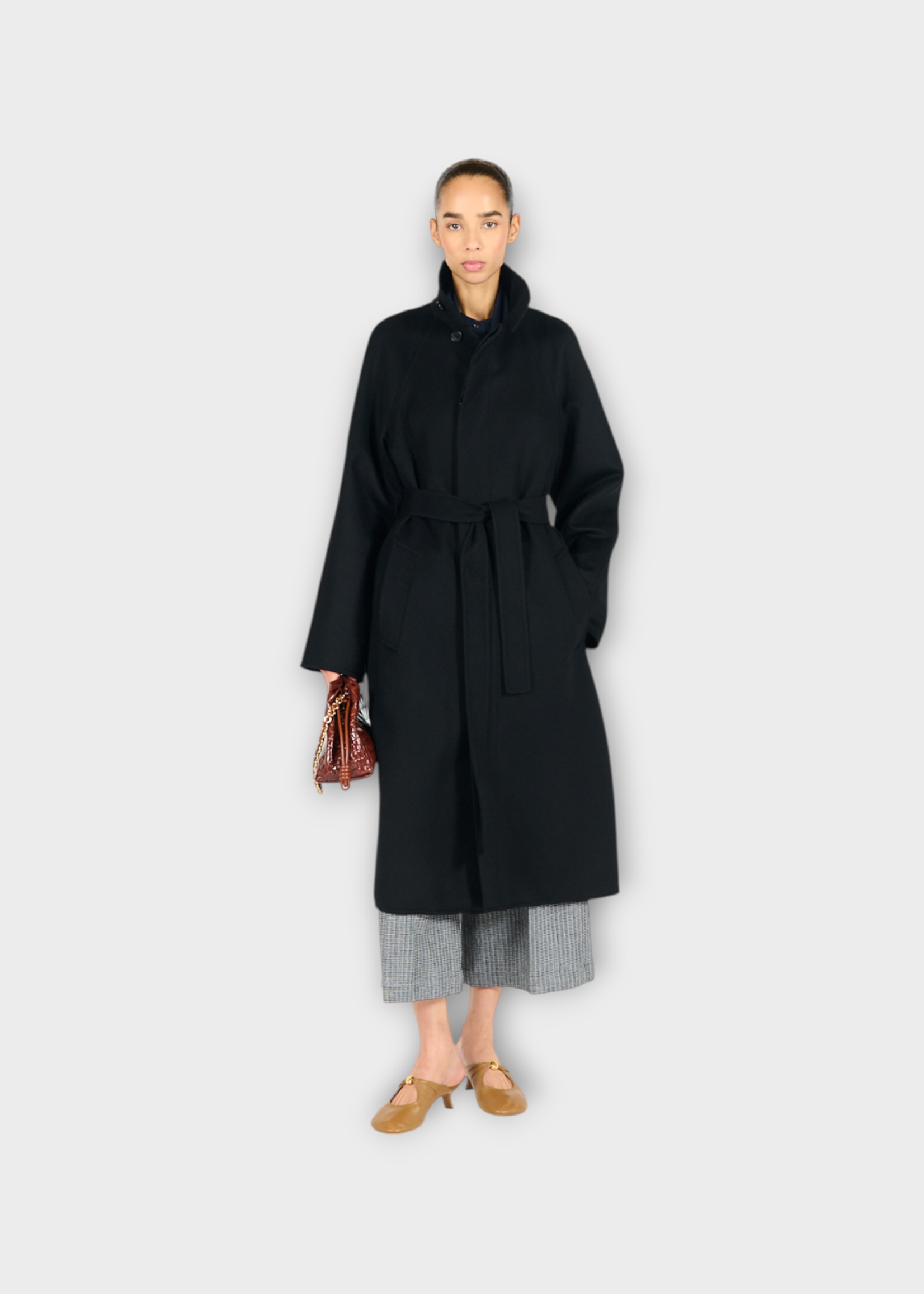 Loewe Loewe Coat, Black, Wool & Cashmere Belted Coat In Black