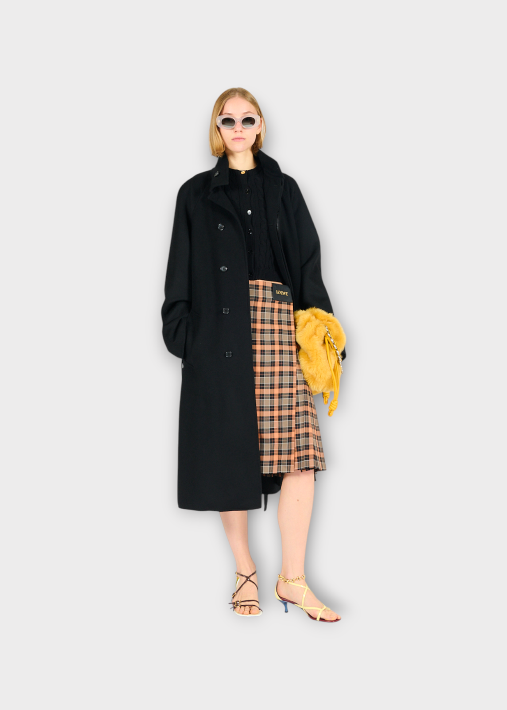 Loewe Loewe Coat, Black, Wool & Cashmere Belted Coat In Black