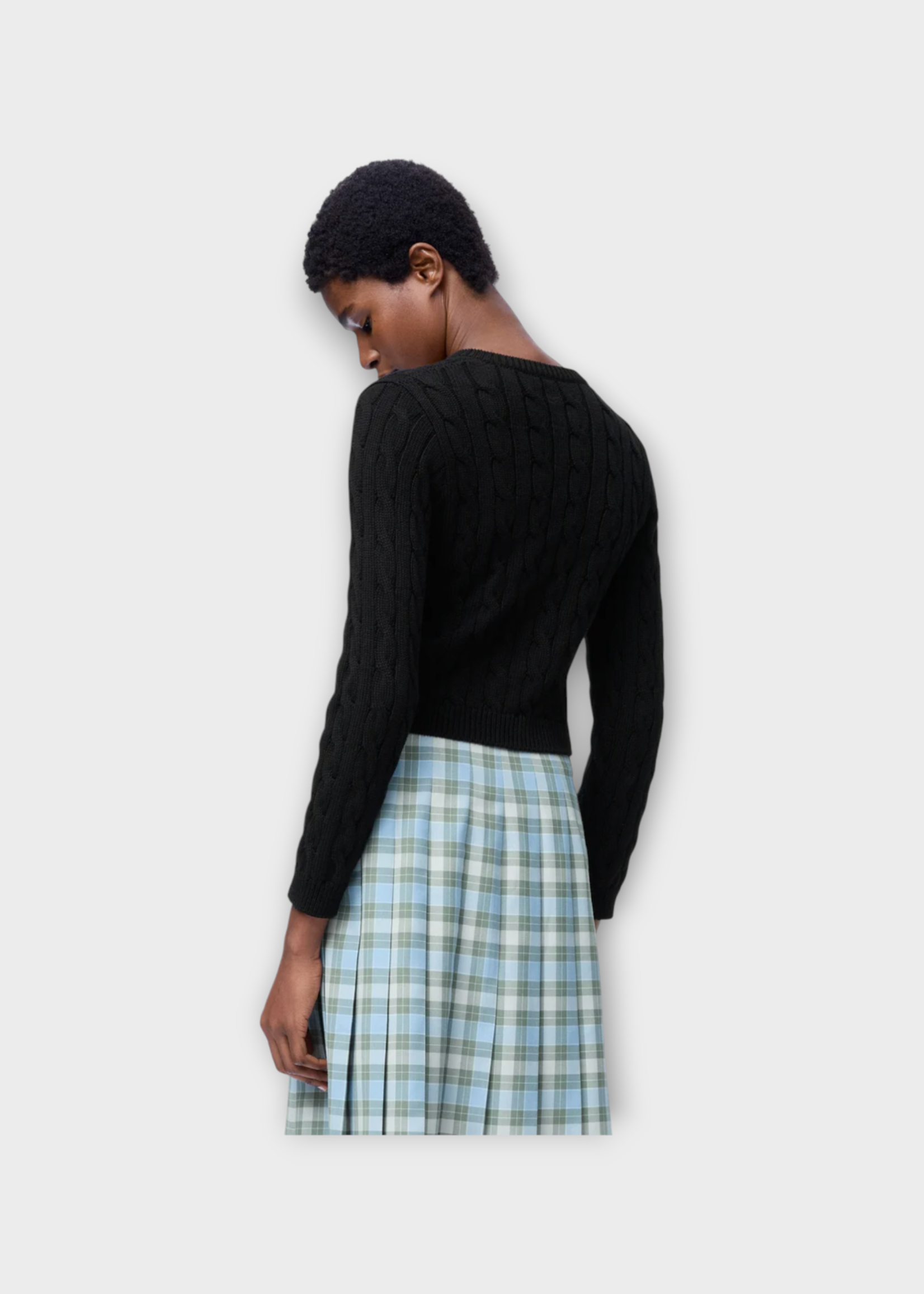 Loewe Loewe Knitwear, Black, Cotton Cable Knit Crew Neck Buttoned Cardigan In Black w/ Anagram Embroidery