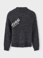 Martine Rose Martine Rose Knitwear, Grey, Wool Crew Neck Engineered Fisherman Ribbed Jumper In Grey Charcoal w/ Logo Print
