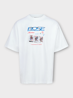 Martine Rose Martine Rose T-Shirt, Print, Cotton Oversized Crew Neck T-Shirt In White w/ Playing Cards Print