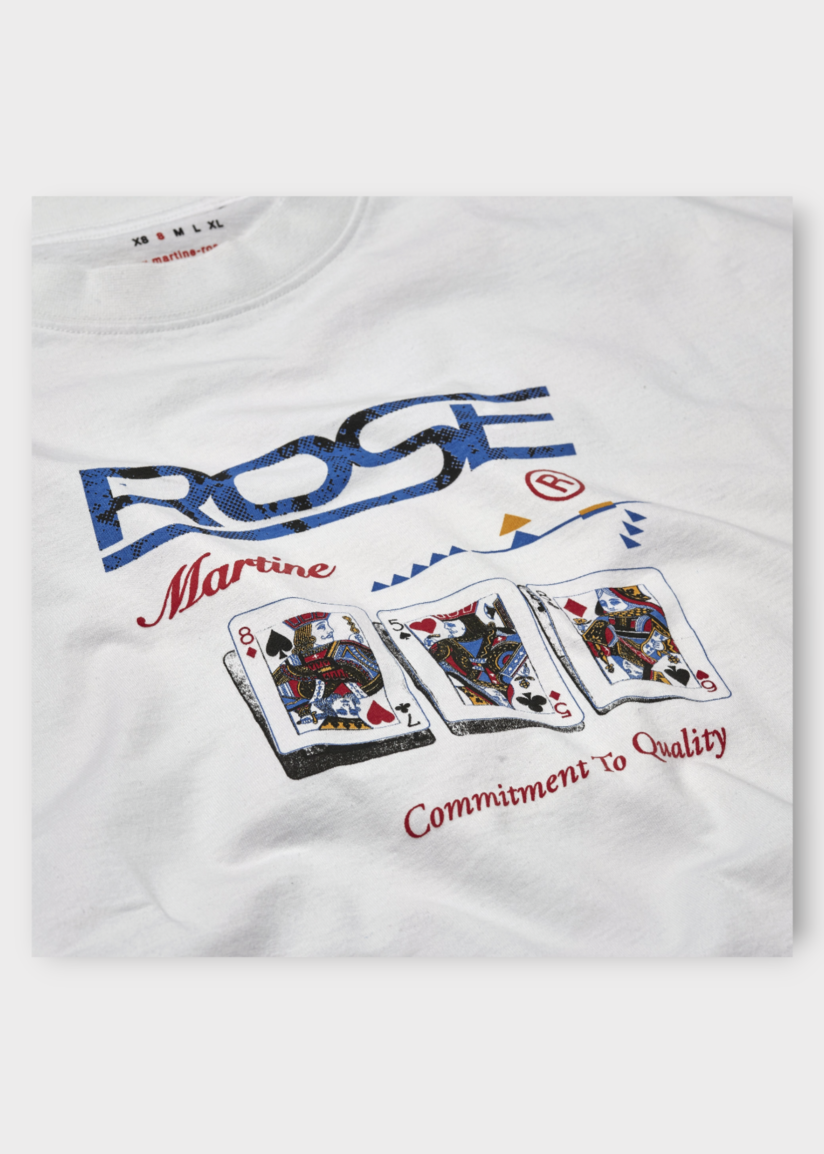 Martine Rose Martine Rose T-Shirt, Print, Cotton Oversized Crew Neck T-Shirt In White w/ Playing Cards Print