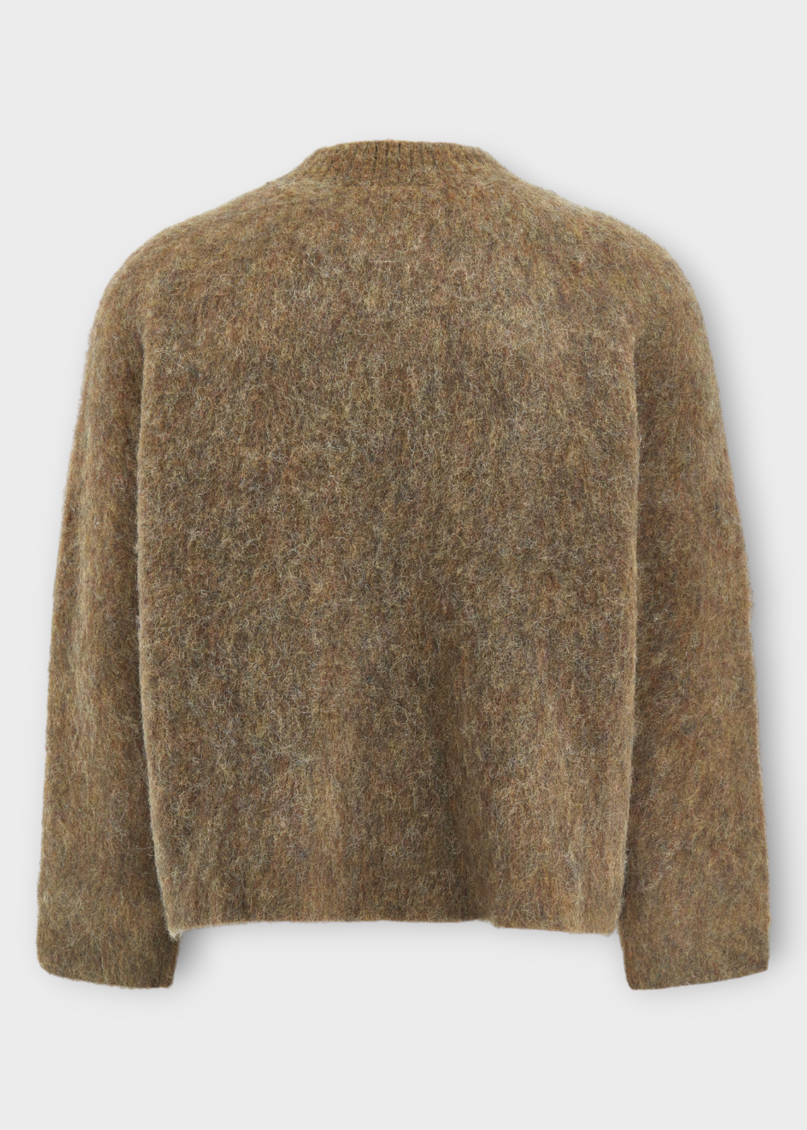 Martine Rose Martine Rose Knitwear, Brown, Brushed Mohair Relaxed Fit V-Neck Jumper In Brown w/ Joker Artwork