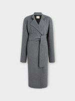 Khaite Khaite Coat, Grey, Deena Wool Wrap Belted Coat In Grey Melange w/ Raglan Sleeves