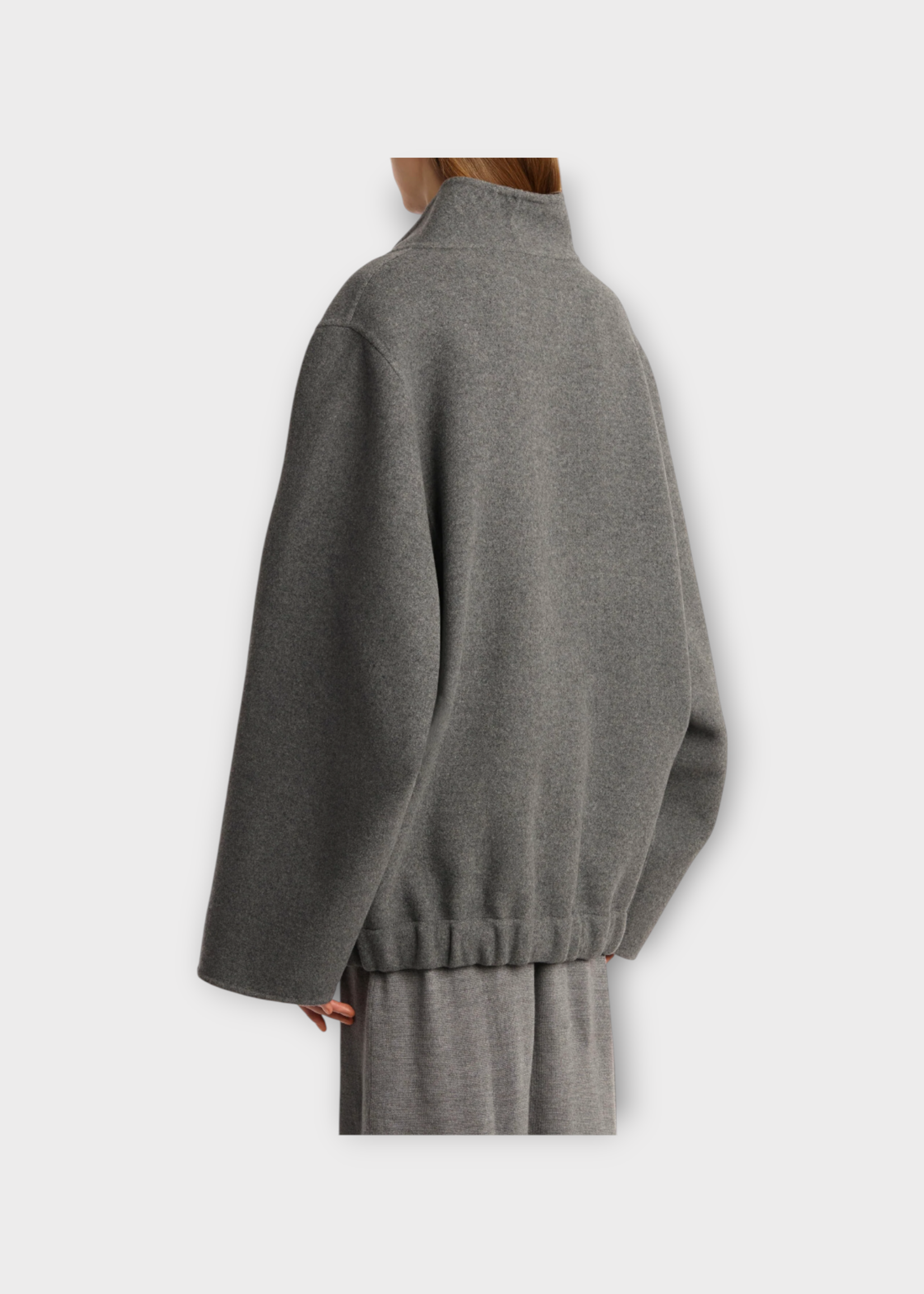 Khaite Khaite Jacket, Grey, Garret Wool Stand Collar Zipped Jacket In Grey Melange