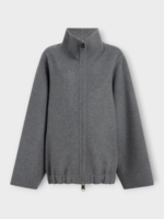 Khaite Khaite Jacket, Grey, Garret Wool Stand Collar Zipped Jacket In Grey Melange