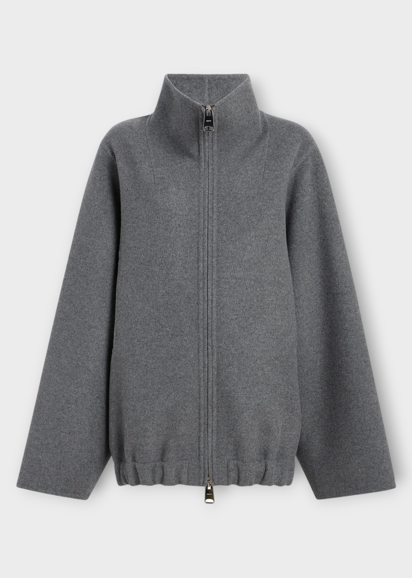 Khaite Khaite Jacket, Grey, Garret Wool Stand Collar Zipped Jacket In Grey Melange