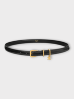 Celine Celine Belt, Black, Bull Leather Thin Buckle Belt w/ Elegant Charm 1