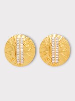Destree Destree Earrings, Gold, Sonia Ribbed Medailon Earrings