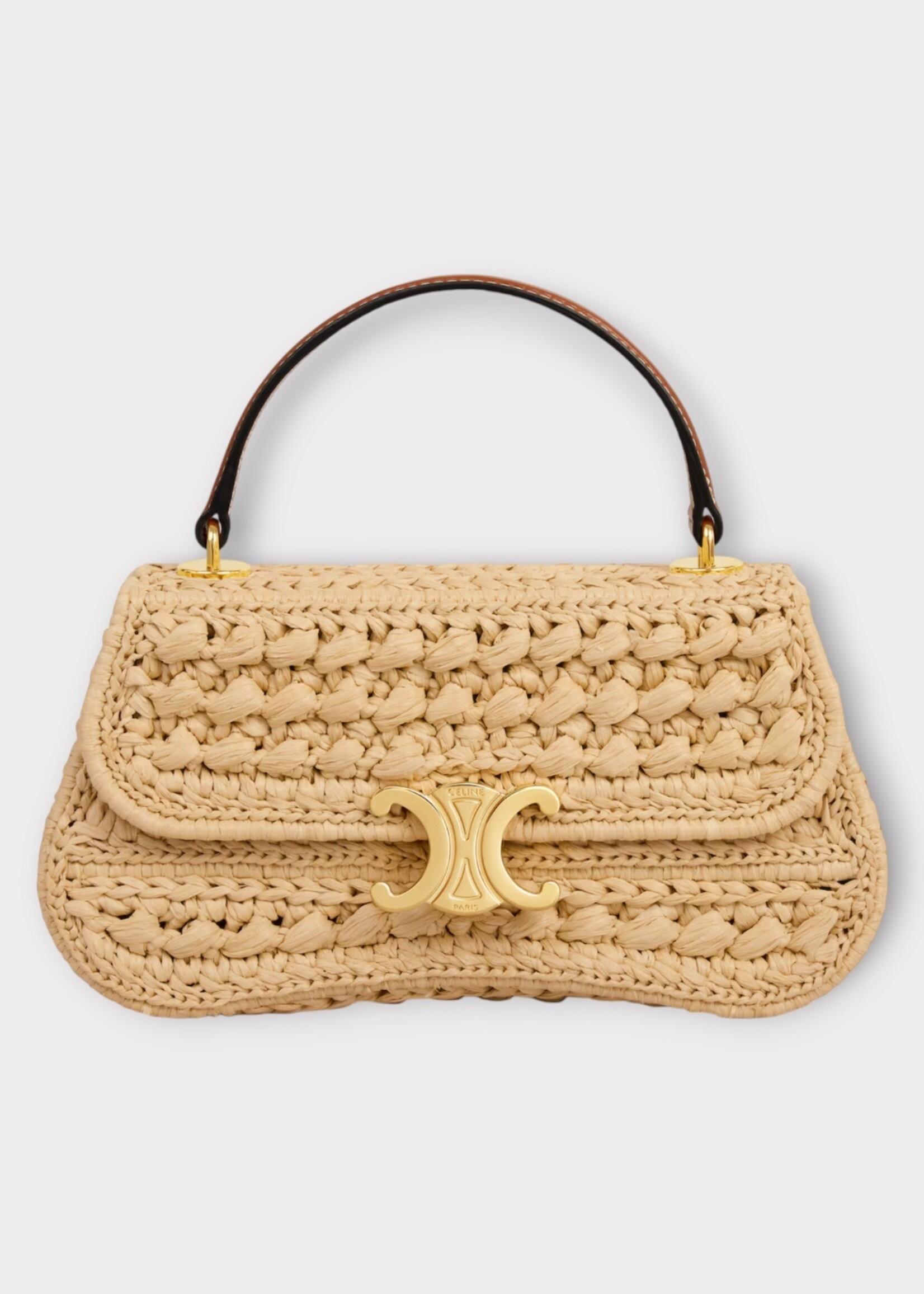 Celine Celine Bag, Beige, Teen Celine Lola Raffia Effect Textile In Natural & Tan