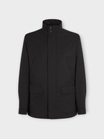 Zegna Zegna Jacket, Black, High Collar Zipped Saharan Jacket w/ Patch Pockets