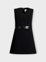 Patou Patou Dress, Black, Wool Mix V-Neck Sleeveless Mini Dress #2