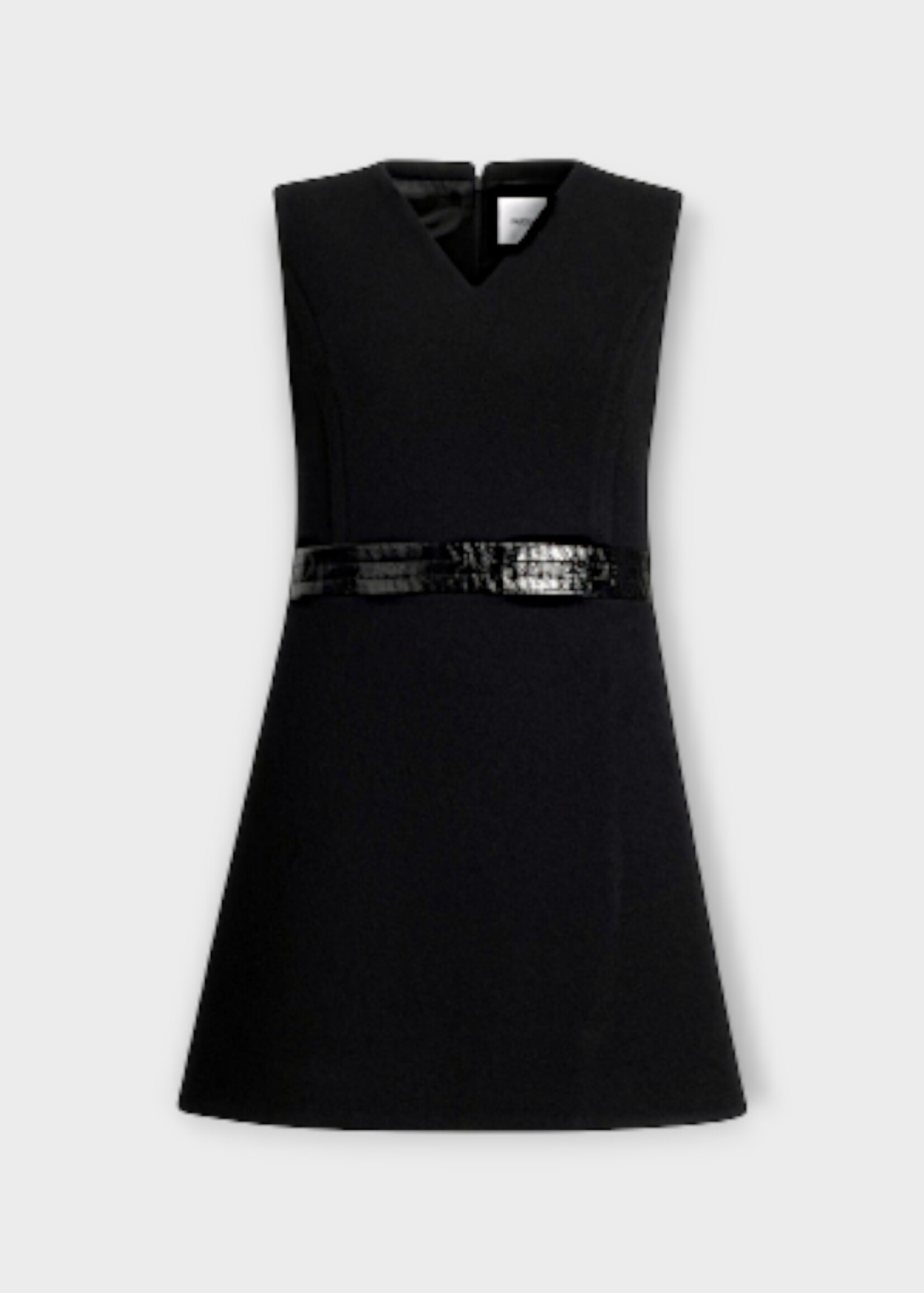 Patou Patou Dress, Black, Wool Mix V-Neck Sleeveless Mini Dress #2