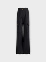 Patou Patou Trousers, Black, Cotton High Waist Flared Cargo Pants In Black