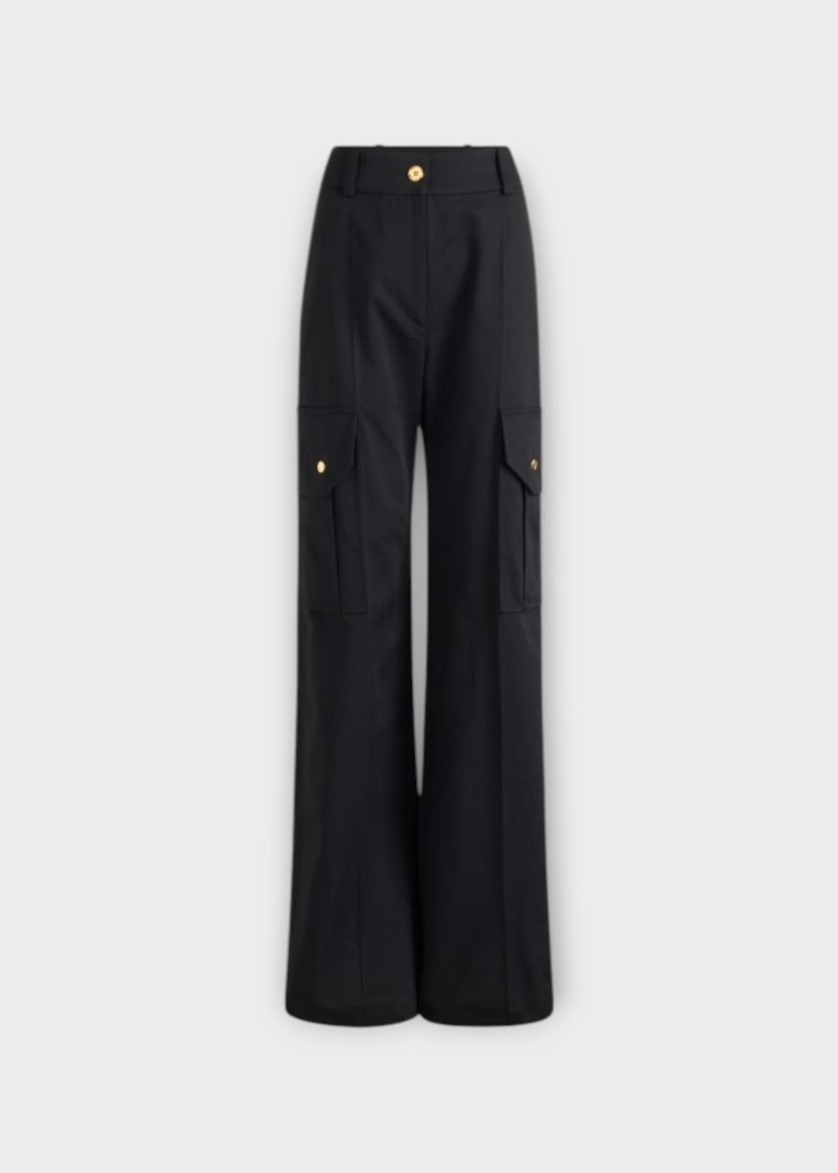 Patou Patou Trousers, Black, Cotton High Waist Flared Cargo Pants In Black