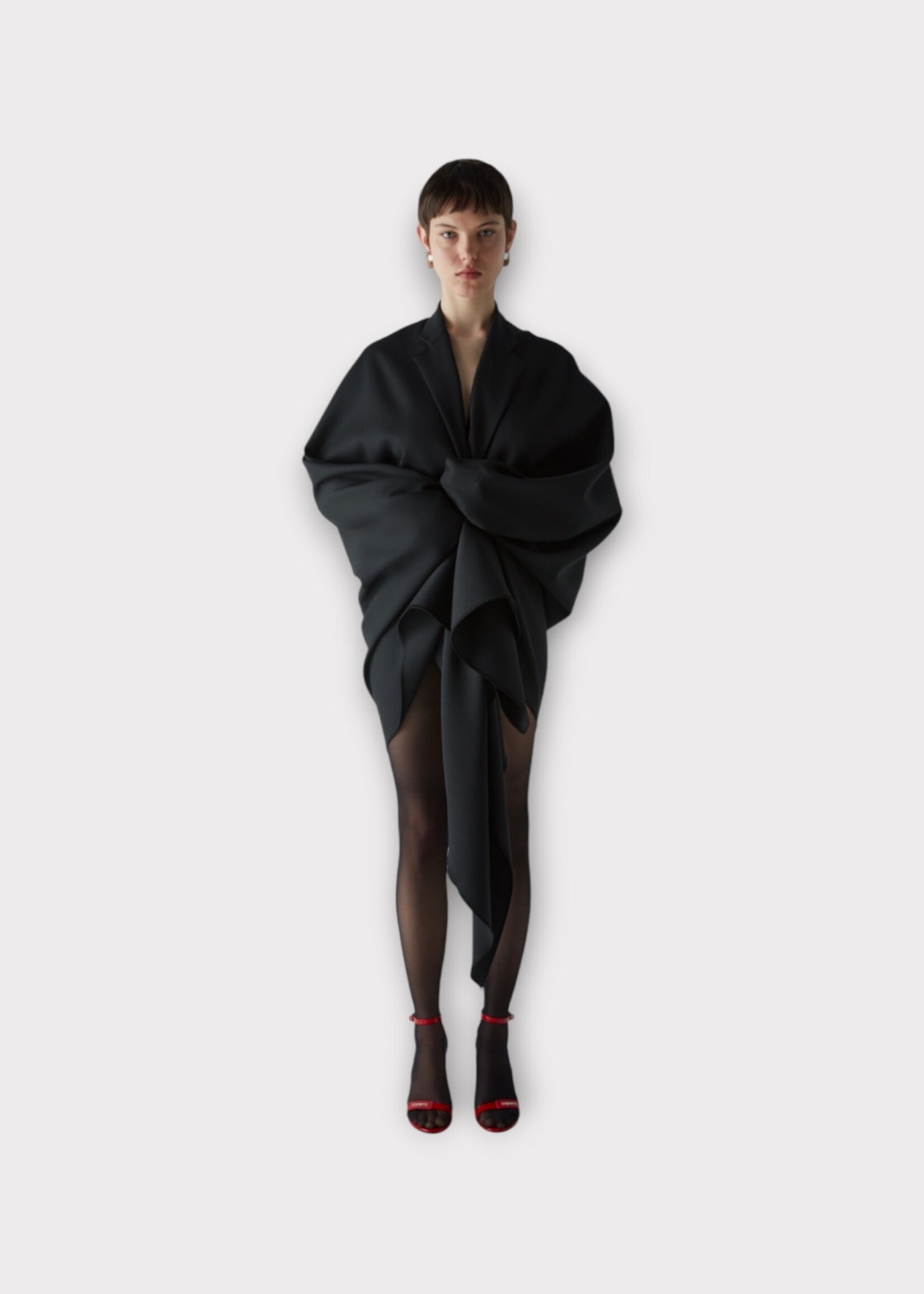 Coperni Coperni Jacket, Black, Oversized Asymmetric Wrapped Jacket In Black