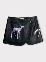 Coperni Coperni Skirt, Print, Faux Leather Structured Tailored Mini Skirt In Midnight w/ Exaggerated Side Slit & Animal Print