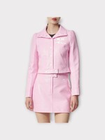 Courreges Courreges Jacket, Pink, Vinyl High Neck Cropped Reedition Iconic Jacket in Rose w/ Logo Patch
