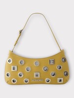 Jacquemus Jacquemus Bag, Beige, Le Bisou Rond Carre Leather Shoulder Bag In Dark Beige w/ Studs